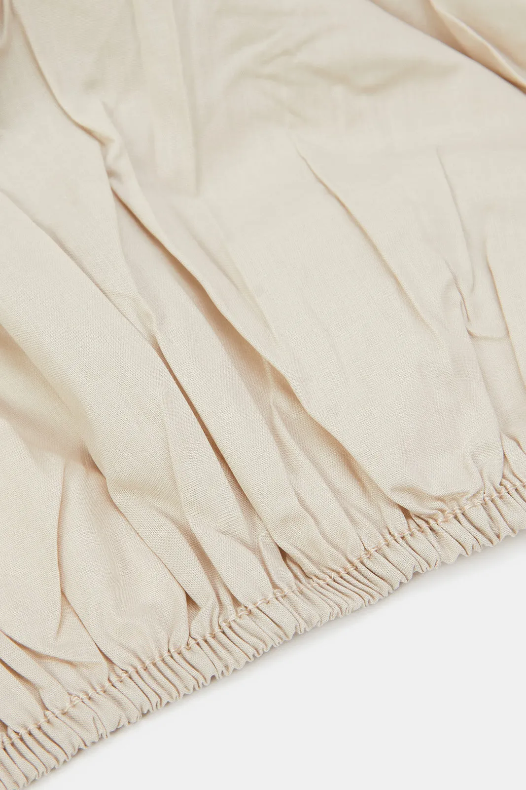 Beige Cotton Fitted Sheet (Single Size)