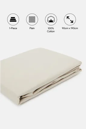 Beige Cotton Fitted Sheet (Single Size)