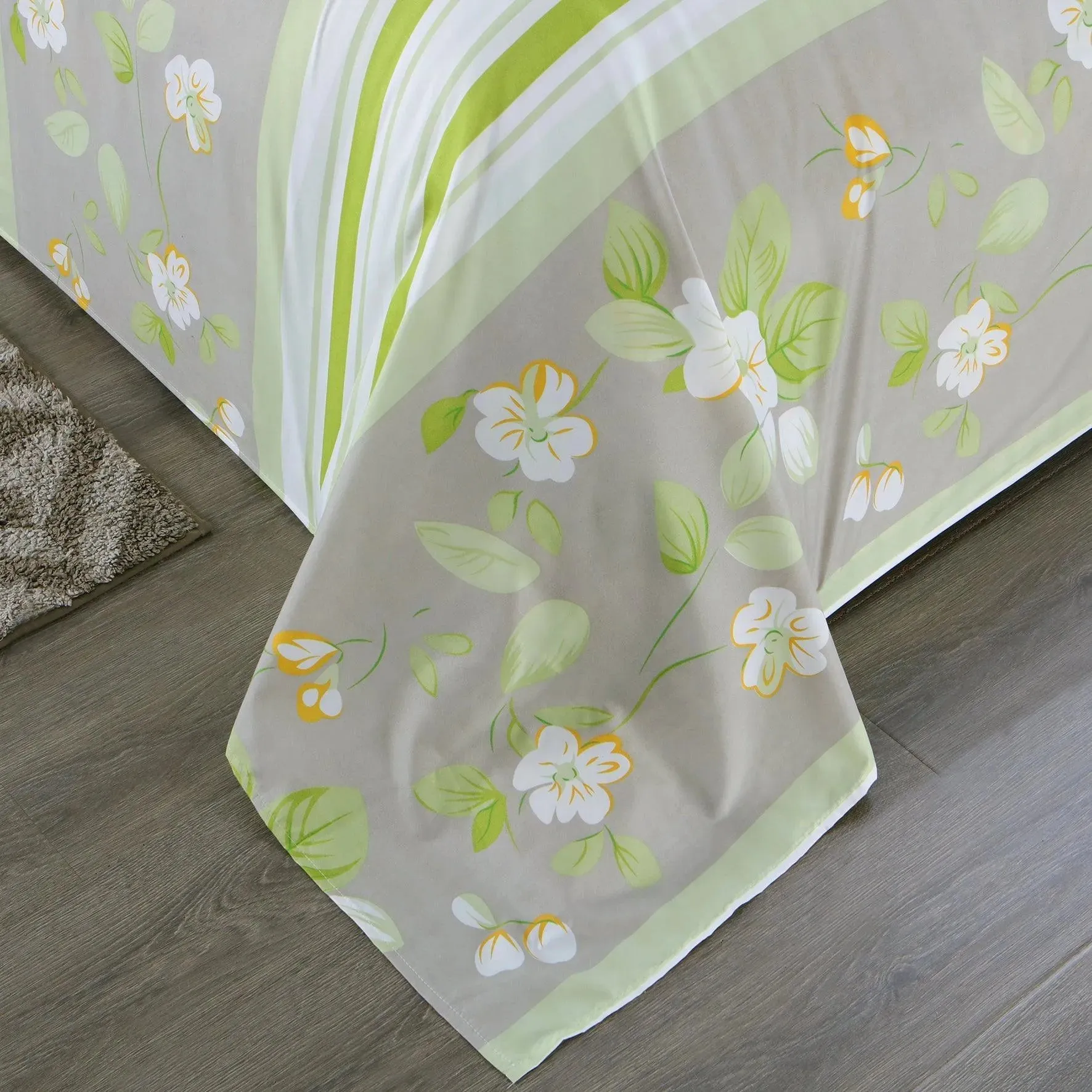 Belle Haven 6 Piece Sheet Set Green/Gray with White Flowers