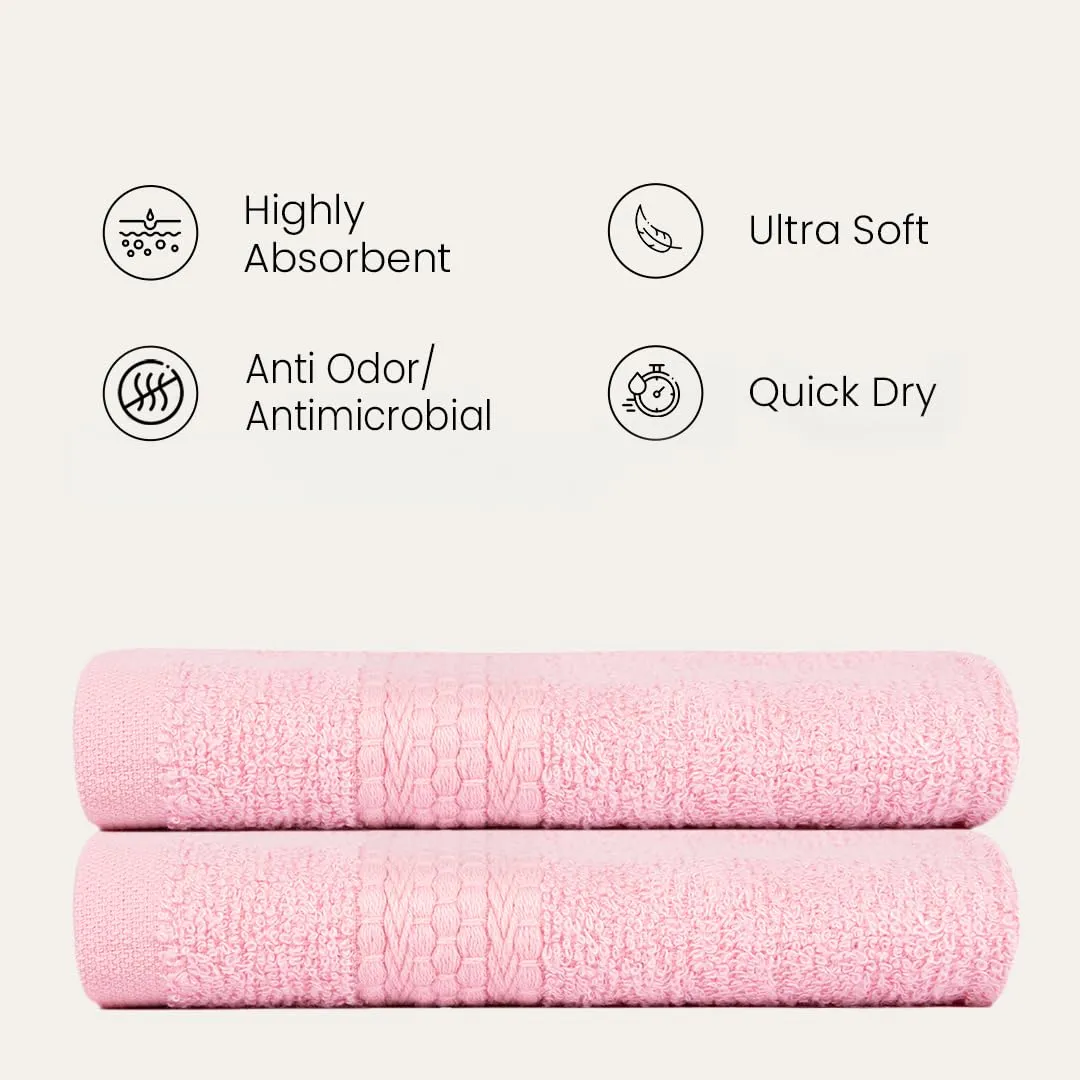 BePlush 450 GSM Bamboo Towel | Ultra Soft, Absorbent, & Quick Dry Towels for Gym, Travel (Hand Towel, Pink, Pack of 2)