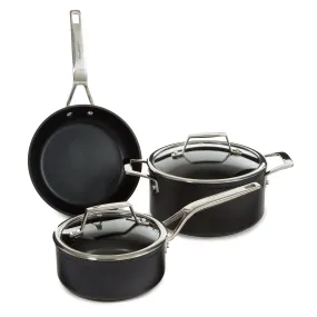 BergHOFF Essentials 5Pc Nonstick Hard Anodized Cookware Set For Two With Glass lid, Black