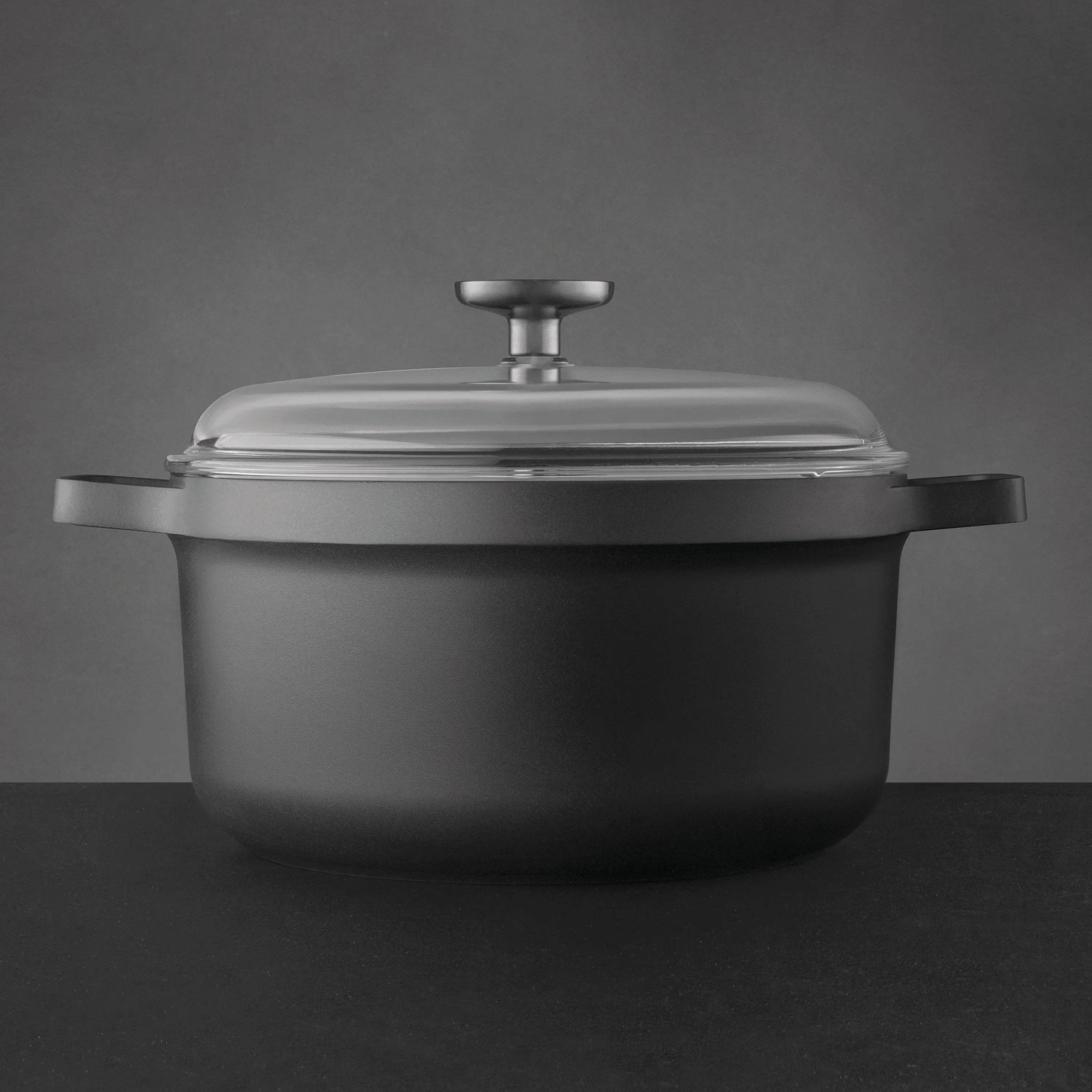 BergHOFF GEM 10" Non-stick Stock Pot 5.2Qt., Black, Glass Lid