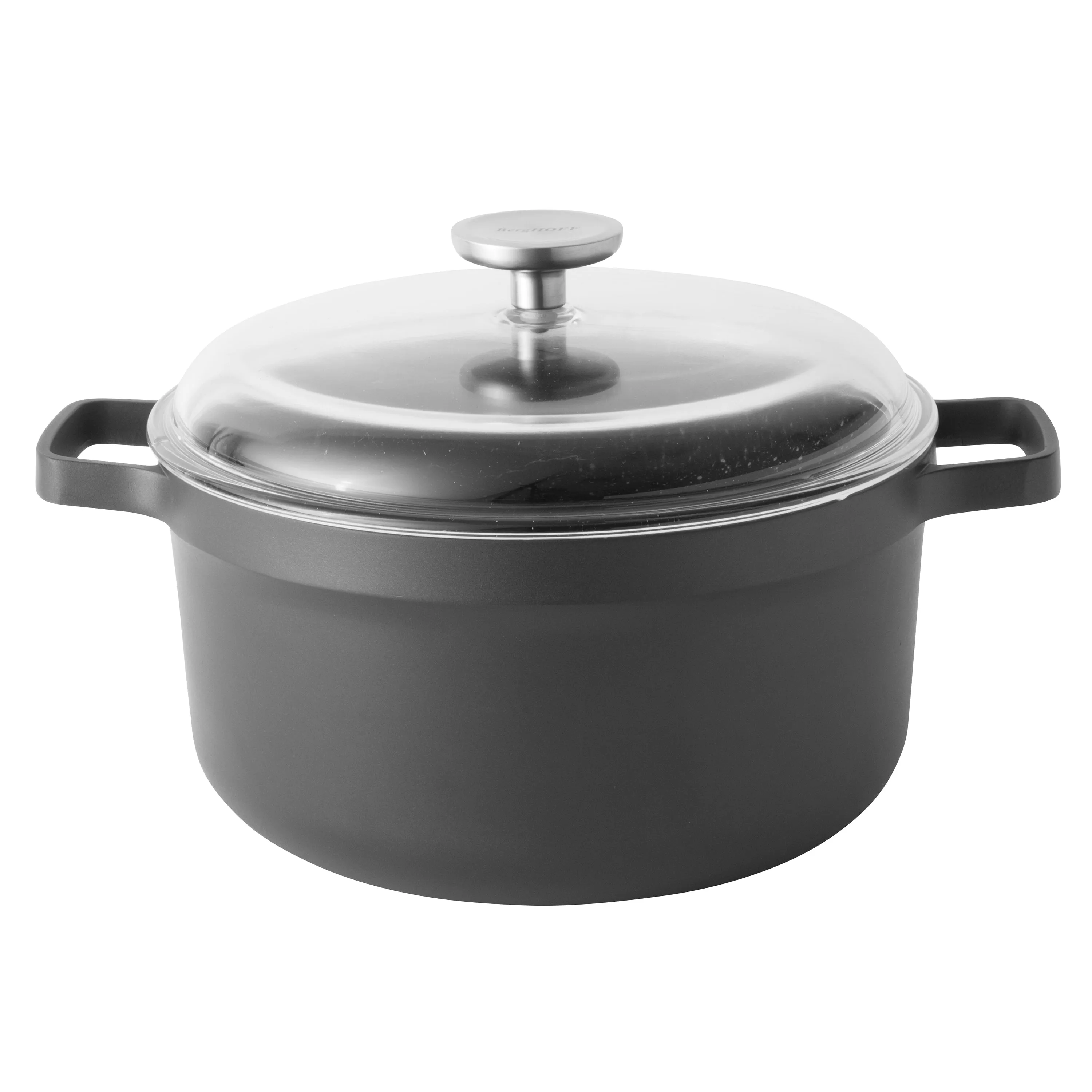 BergHOFF GEM 10" Non-stick Stock Pot 5.2Qt., Black, Glass Lid