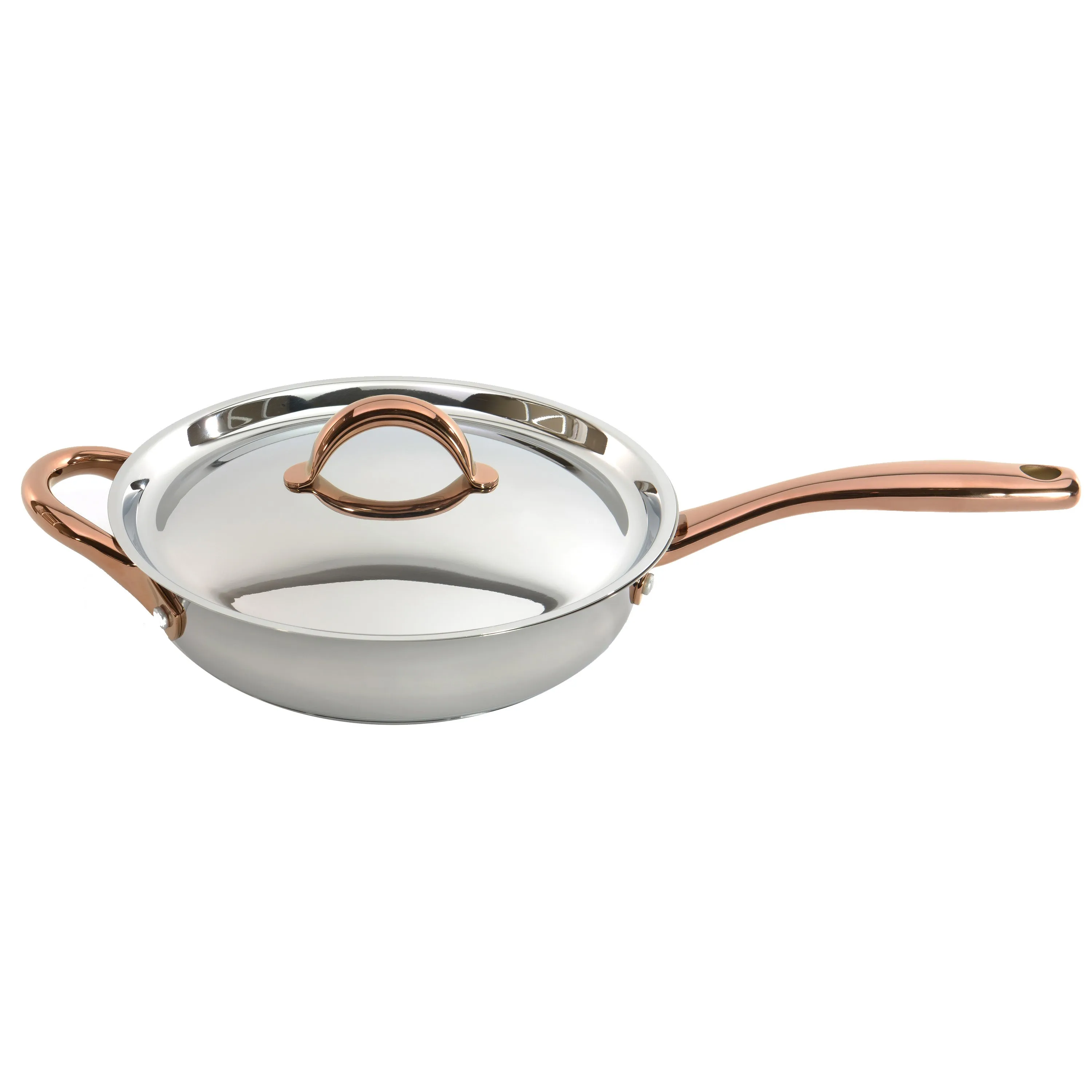 BergHOFF Ouro Gold 11Pc 18/10 Stainless Steel Cookware Set, SS Lids, Rose Gold Handles