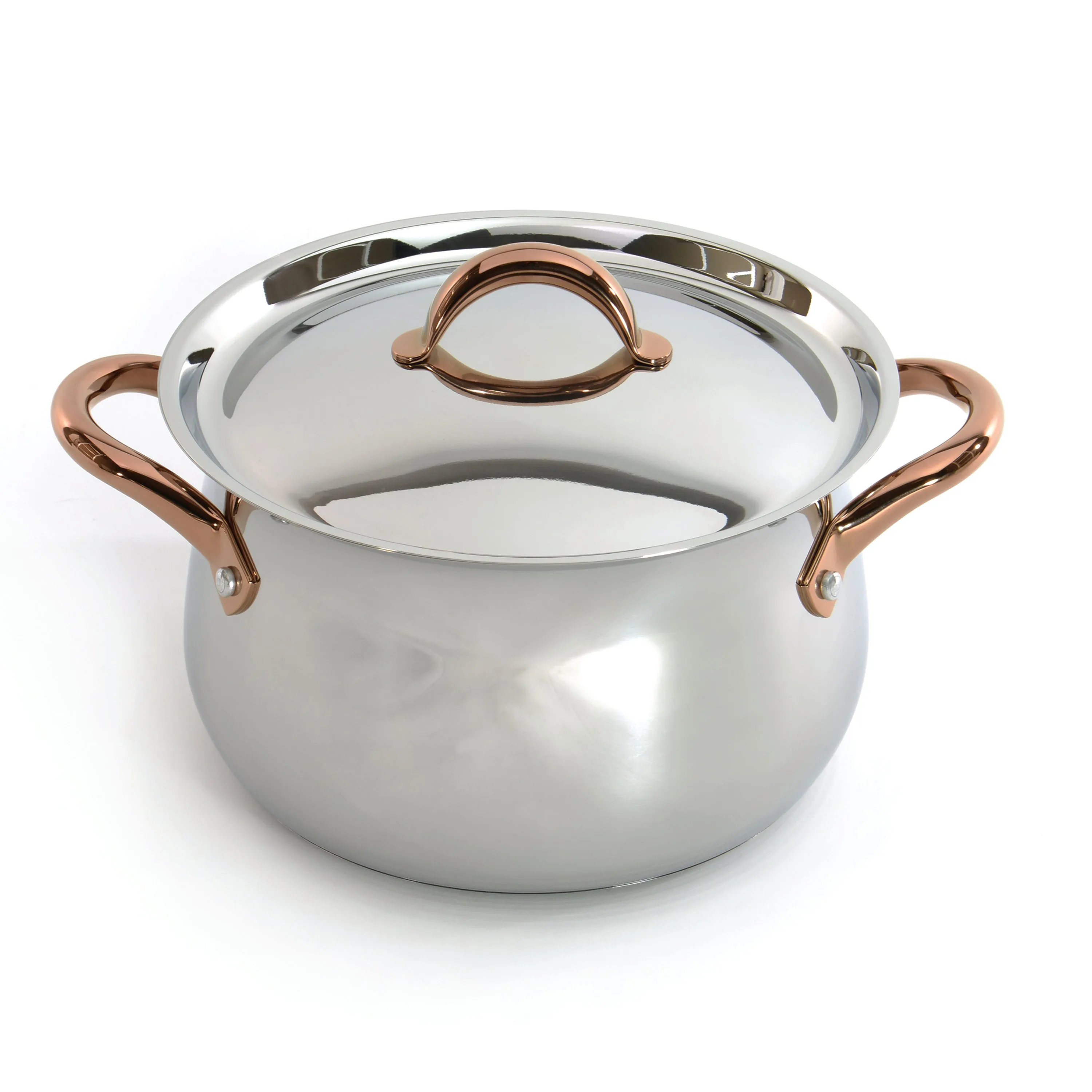 BergHOFF Ouro Gold 3pc 18/10 SS Steamer Set, SS Lids, Rose Gold Handles