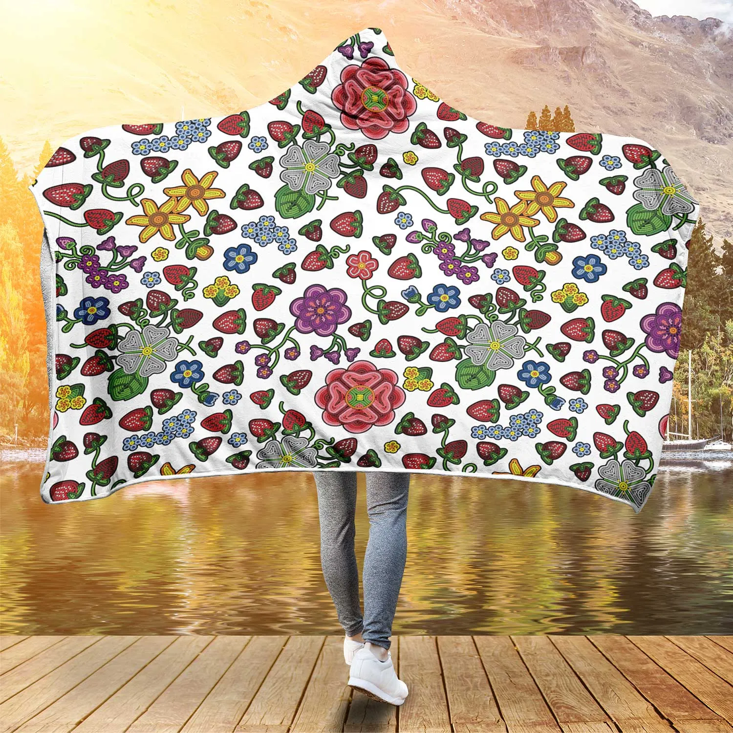 Berry Pop White Hooded Blanket