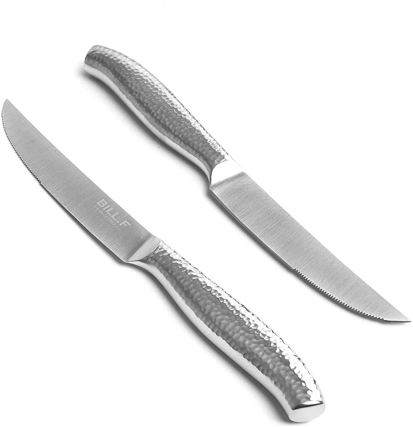 BILL.F Steak Knives, Serrated Steak Knives Set of 4, Premium Stainless Steel Steak Knife Set, Super Sharp Serrated Steak Knife with Gift Box