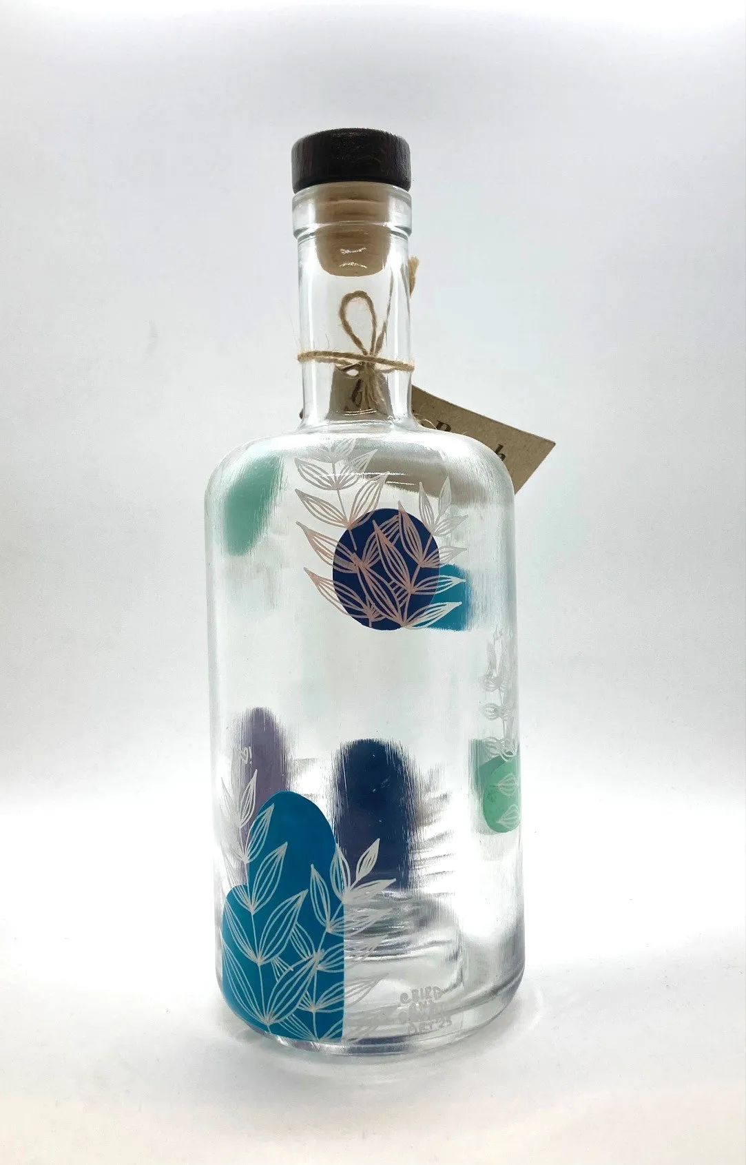 Bird & Brush Art Whiskey Bottle Blue   Purple