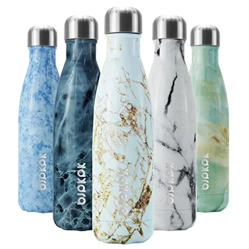 BJPKPK Insulated Water Bottles 17oz, Leak Proof Stainless Steel Water Bottle Keeps Cold for 24H and Hot for 12H, BPA Free Water Bottle,Lake Blue