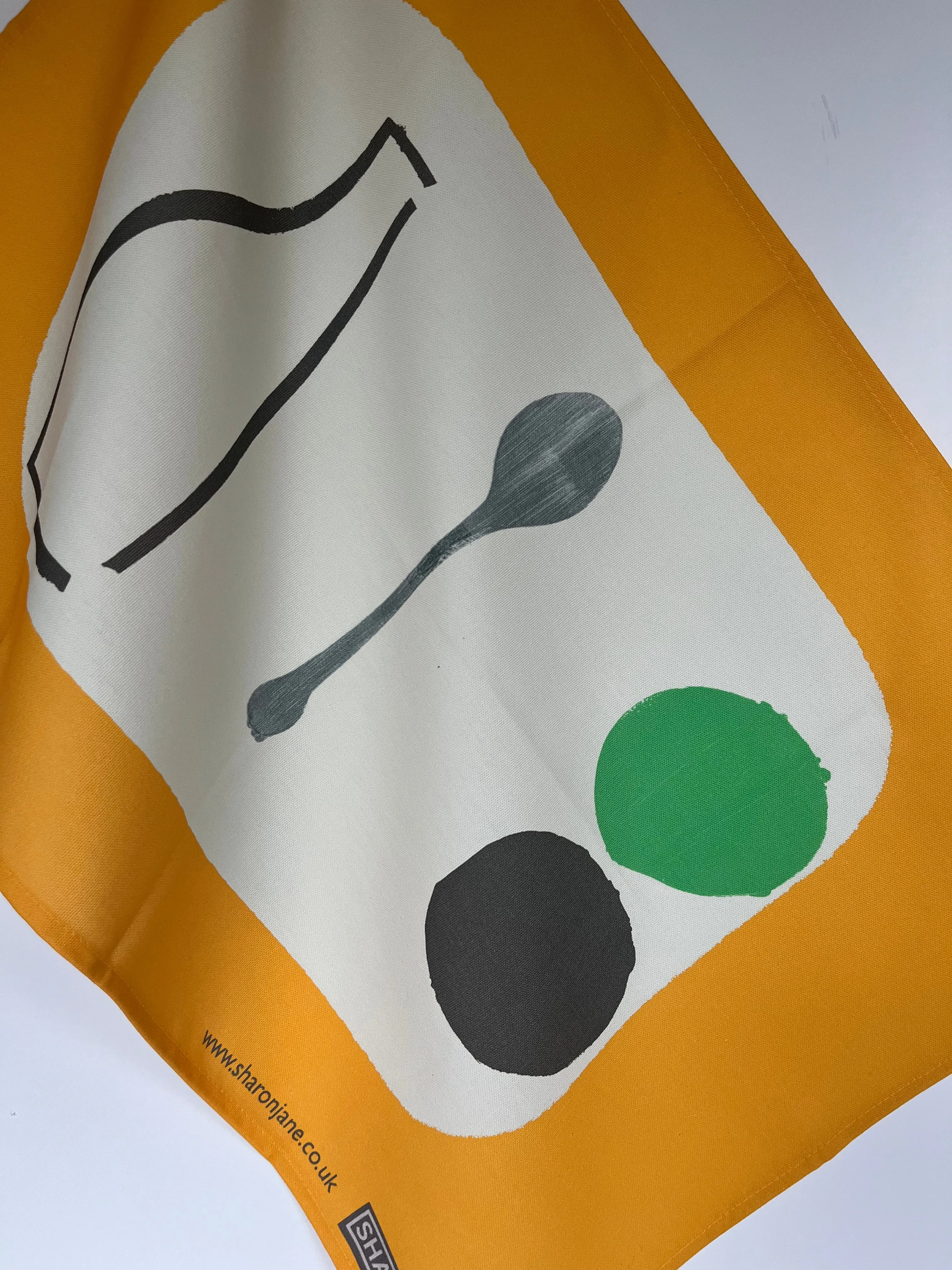 Bottle   Spoon Tea Towel - Saffron