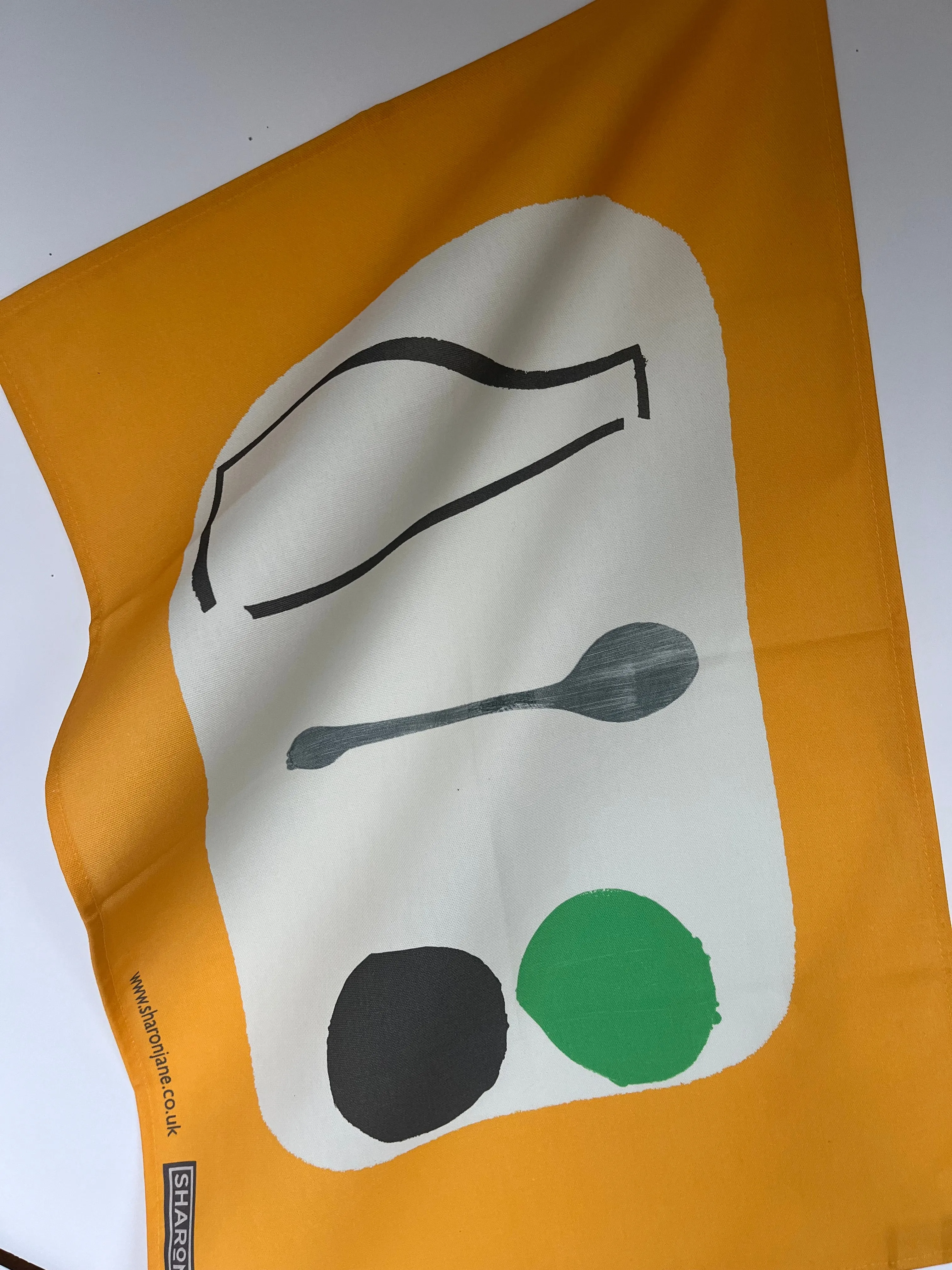 Bottle   Spoon Tea Towel - Saffron