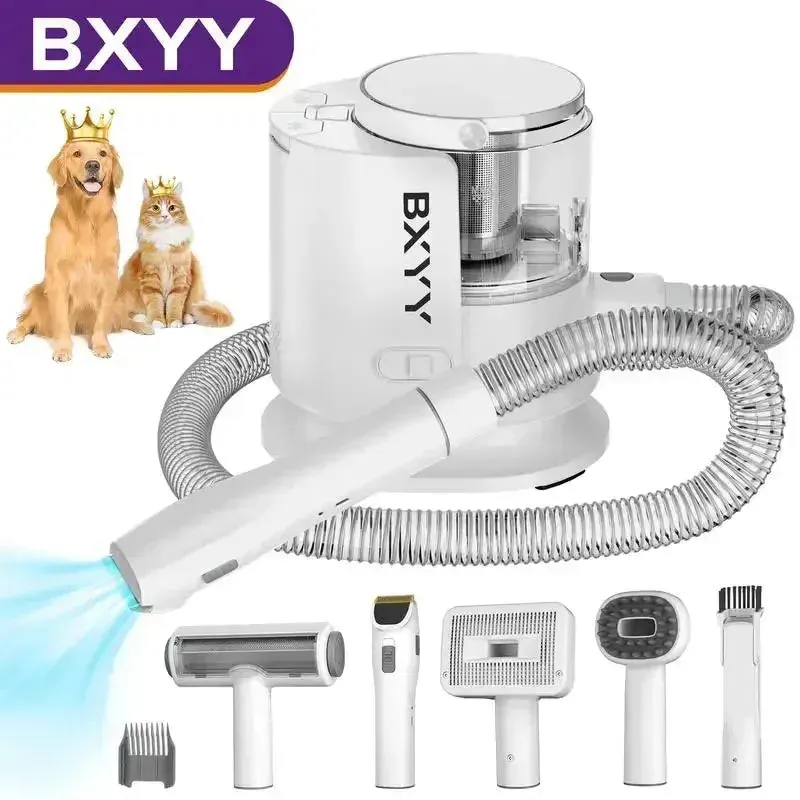 BXYY Dog Grooming Kit & Vacuum, 5-in-1 Pet Hair Collector & Clippers