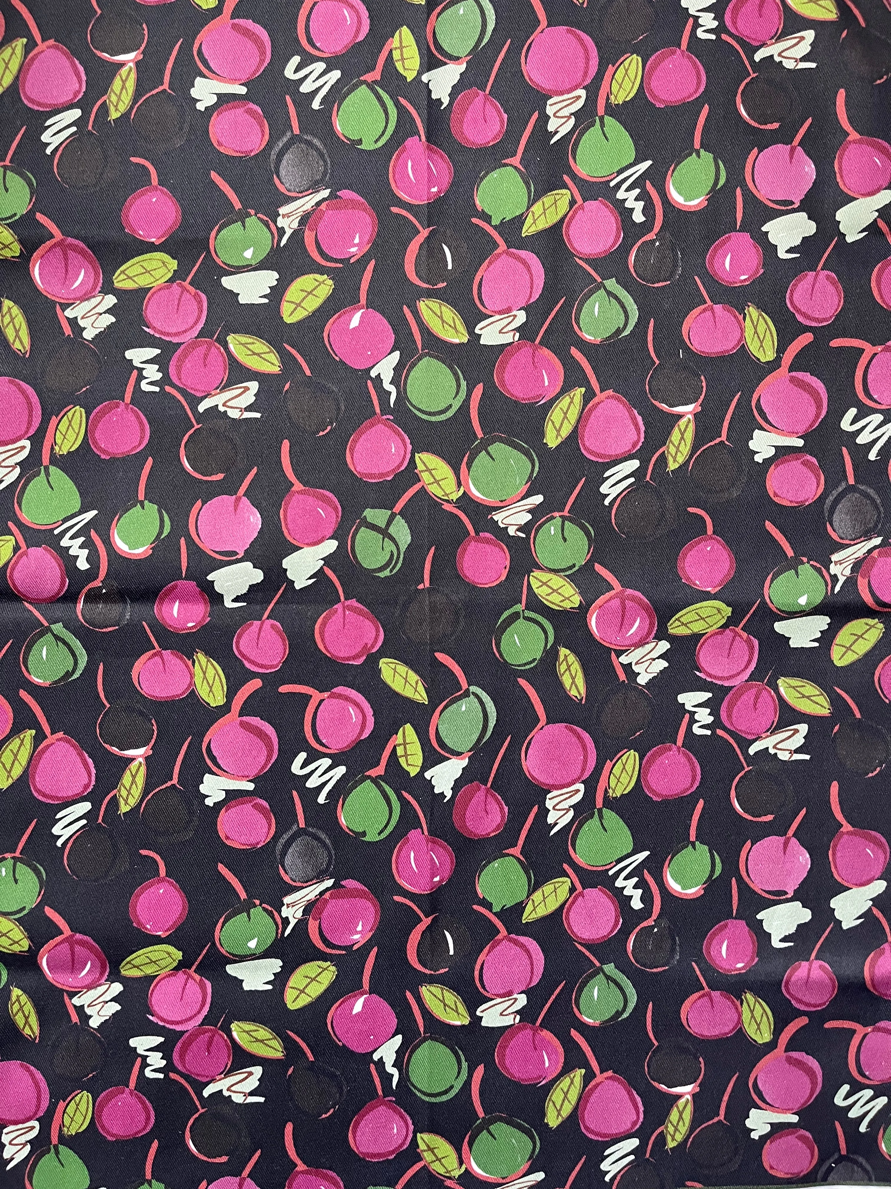 Cherries Tea Towel - Green / Black