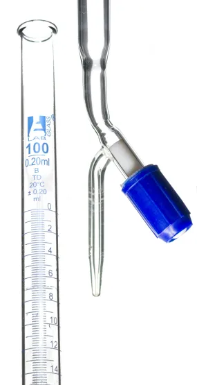 Class B 100mL Borosilicate Burette - 0.2mL Graduations - 0.2mL Tolerance - PTFE (No Lube) Stopcock - 30.5" Tall