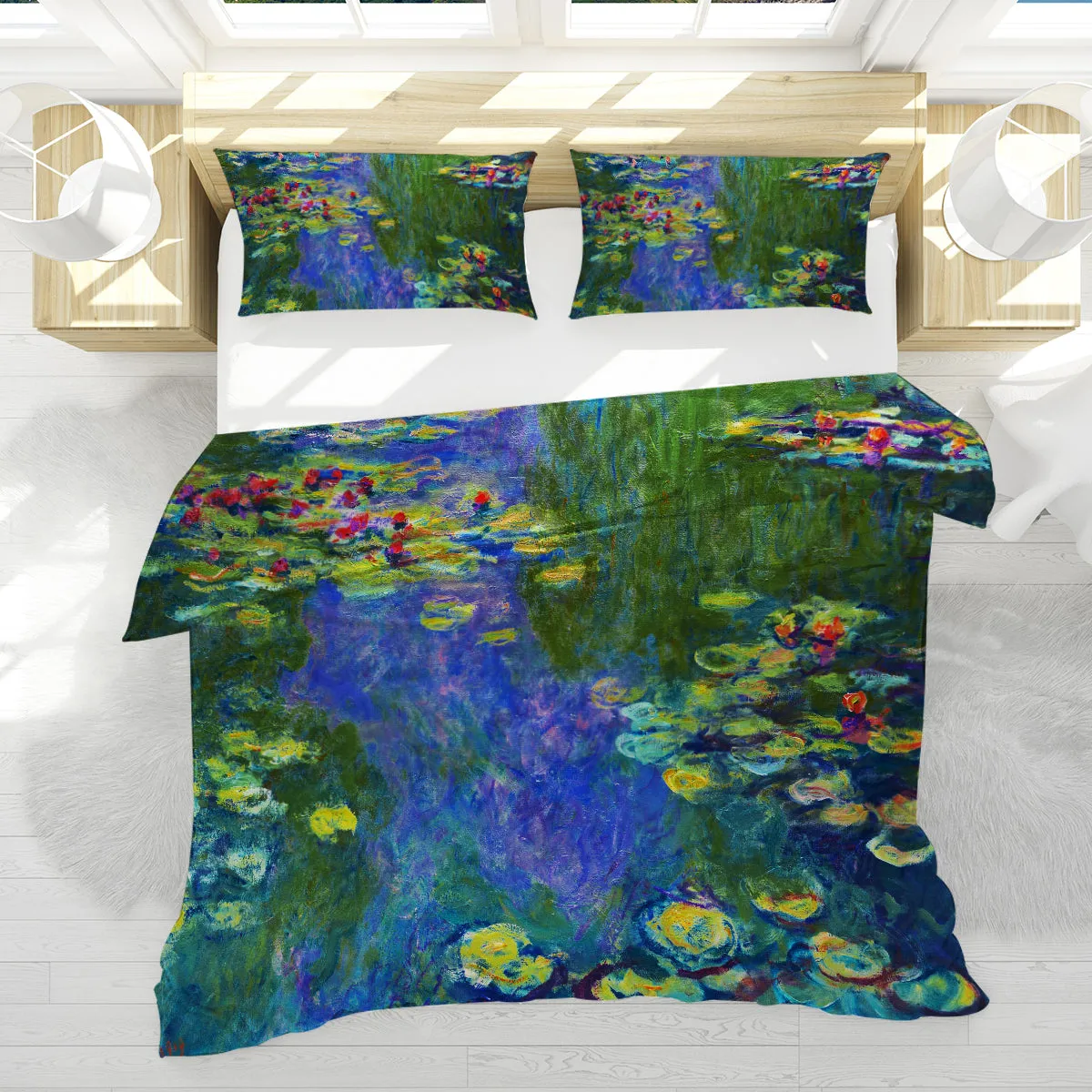 Claude Monet's Water Lilies Double Sided Bedcover Set