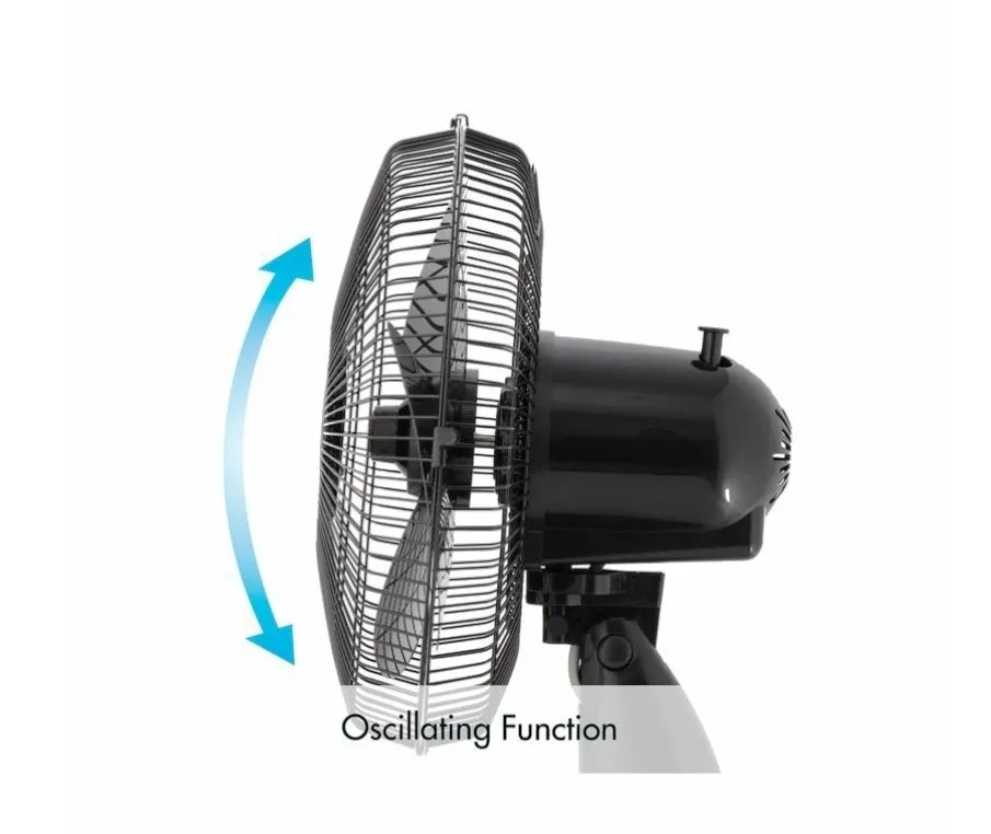 Click 30cm 3 Blades Black Desk Fan / 3 Speed Settings/ Adjustable Tilt Head