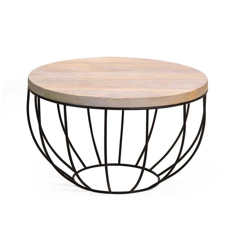 Closed Cup Design Wooden and Metal Coffee Table