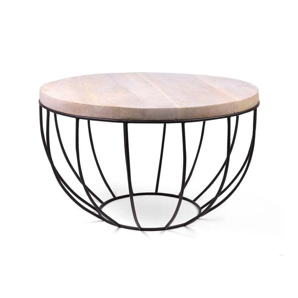 Closed Cup Design Wooden and Metal Coffee Table