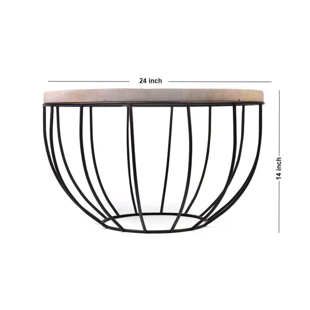 Closed Cup Design Wooden and Metal Coffee Table