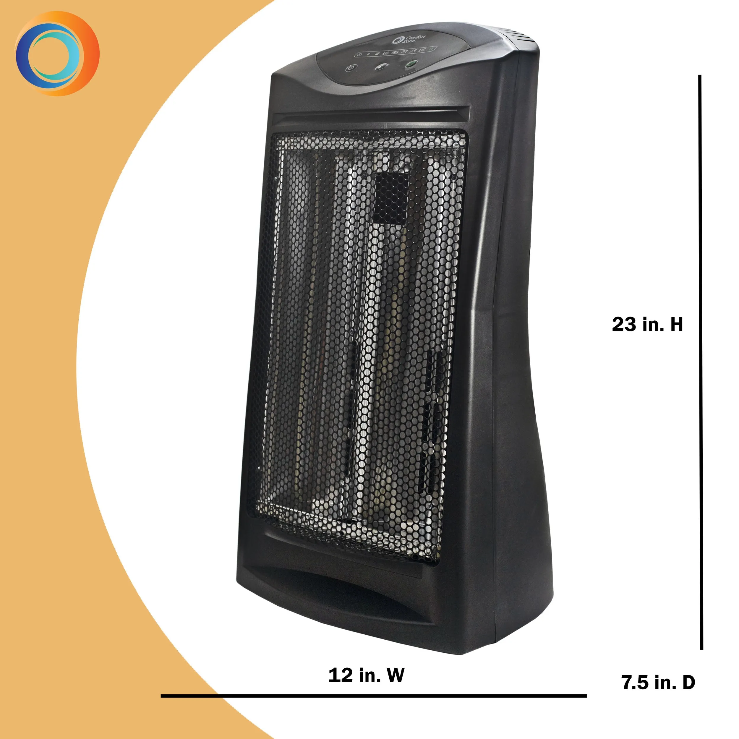 Comfort Zone Energy Save Radiant Quartz Heater in Black