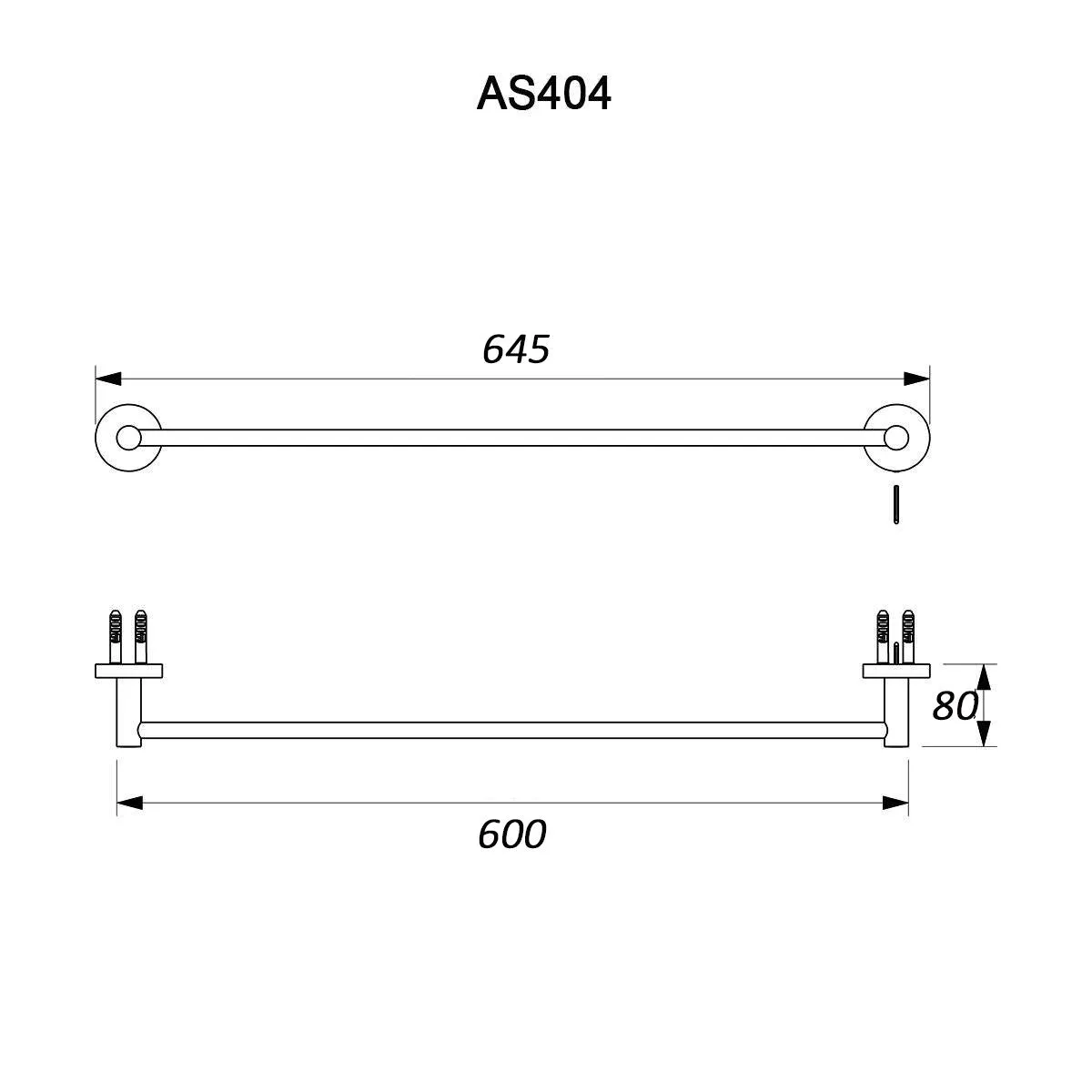 COMO Single Towel Rail 600mm Chrome