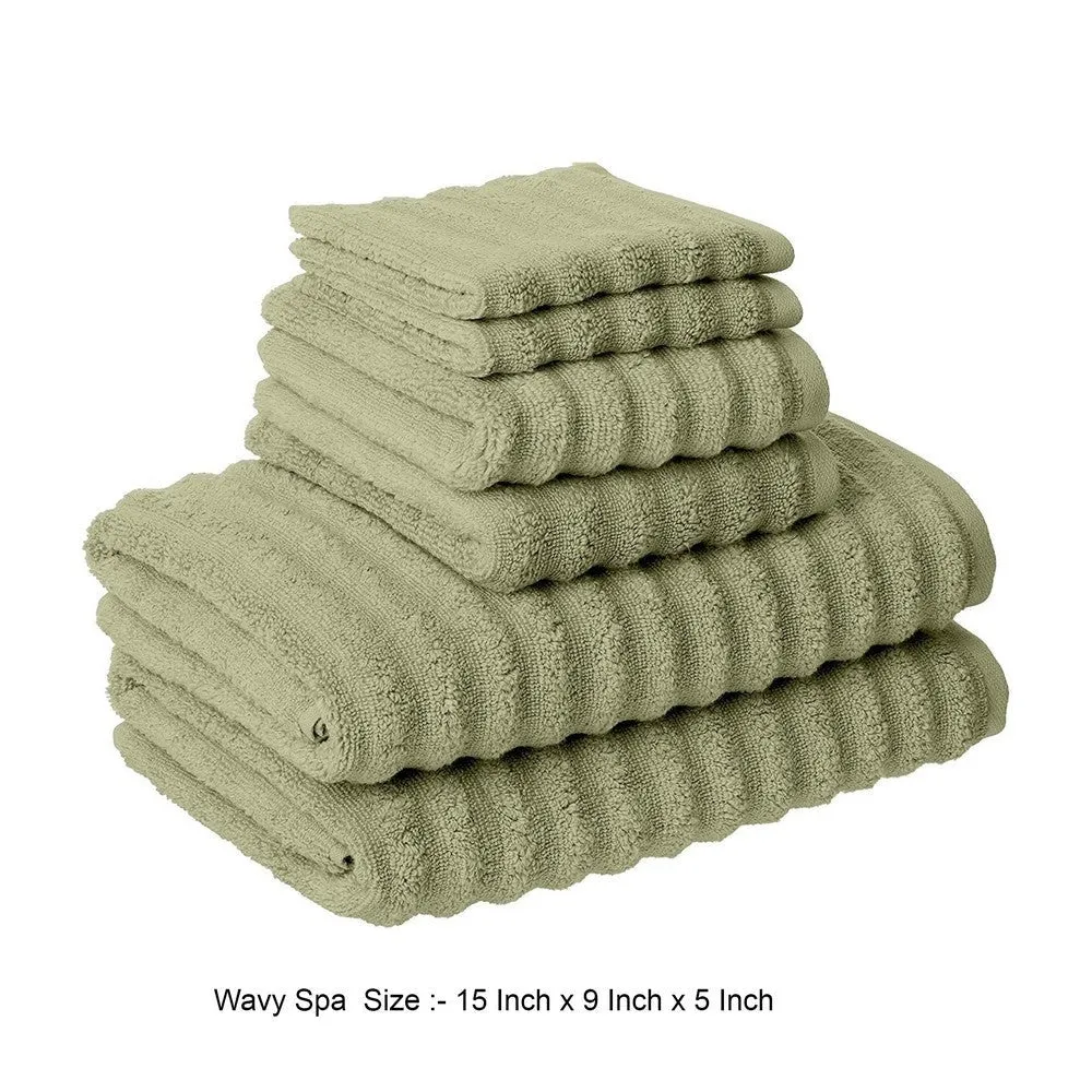 Cora 6 Piece Soft Egyptian Cotton Towel Set, Classic Textured, Mint Green By Casagear Home