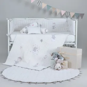 Cotton Baby Bedding Set | Little Tuskers | Ivory & Grey