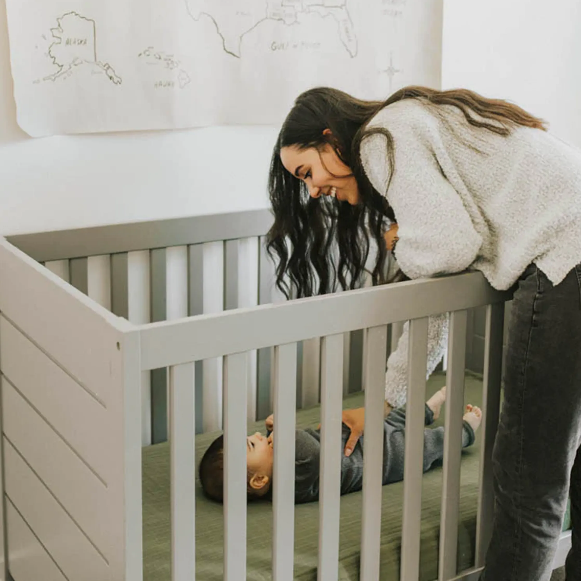 Cotton Muslin Crib Sheet - Fern