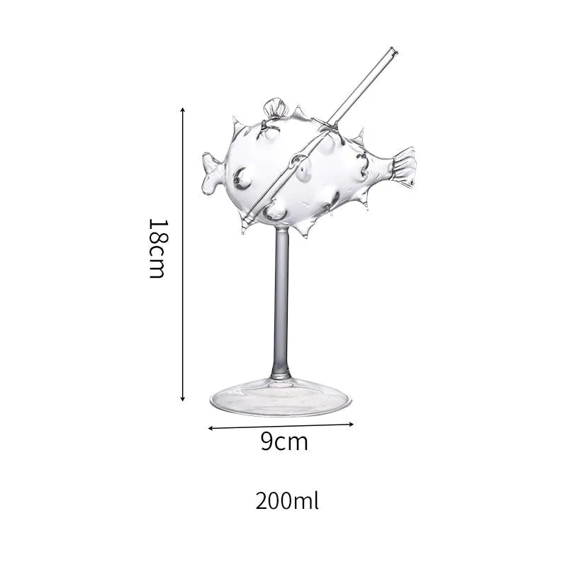 Creative Pufferfish Cocktail Glass Transparent