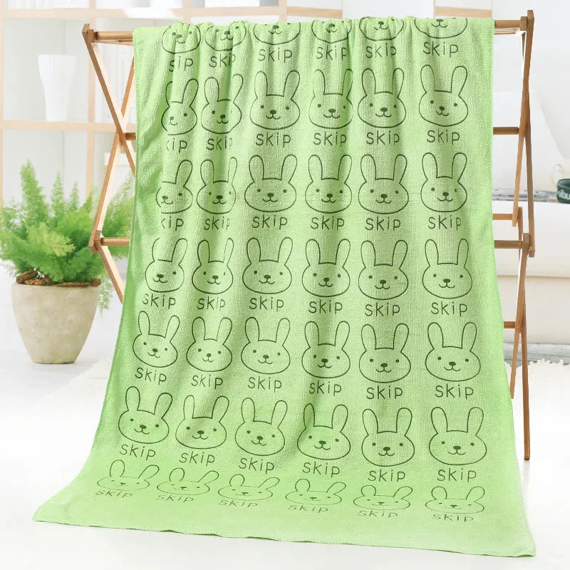 Cute Rabbit Microfiber Bath Towel Kawaii Soft Baby Kids Boys Girls Towels Beach Swimming Absorbent Quick Dry Towel 50*100cm