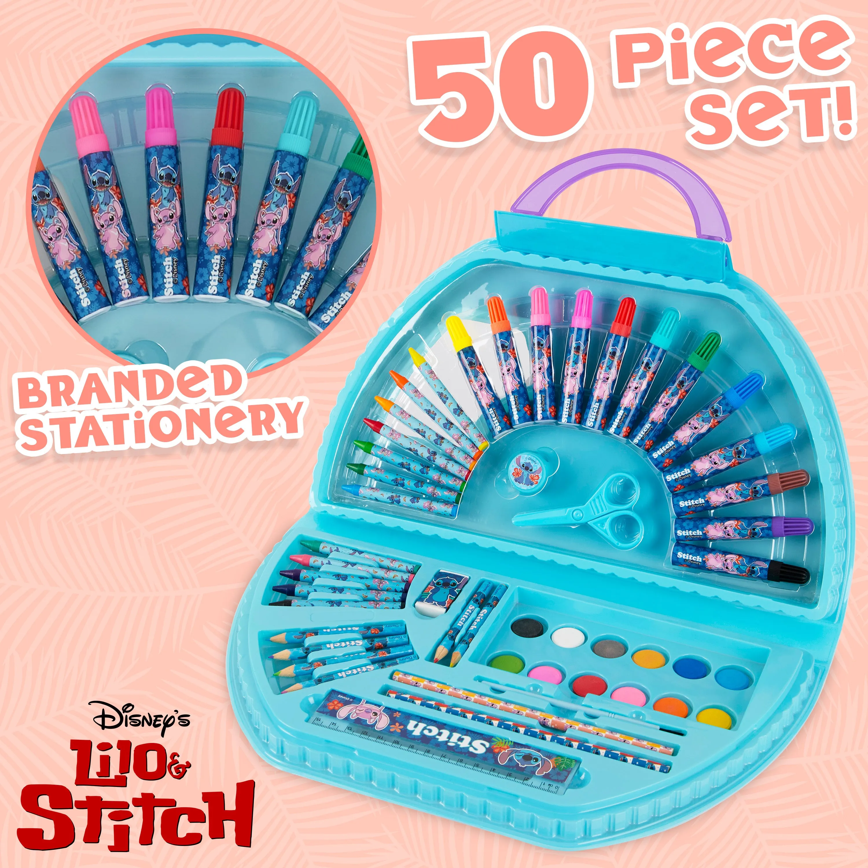 Disney Stitch Kids Art Set 40 Plus Pieces Princess Kids Colouring Sets