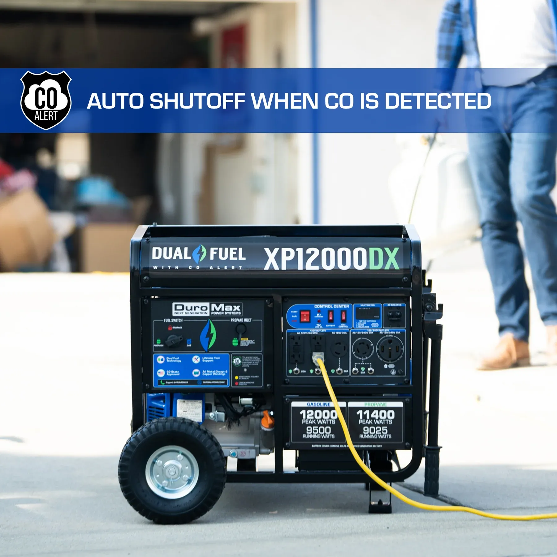 DuroMax XP12000DX 9500W/12000W Dual Fuel Gas Propane Generator with Electric Start and CO Alert New