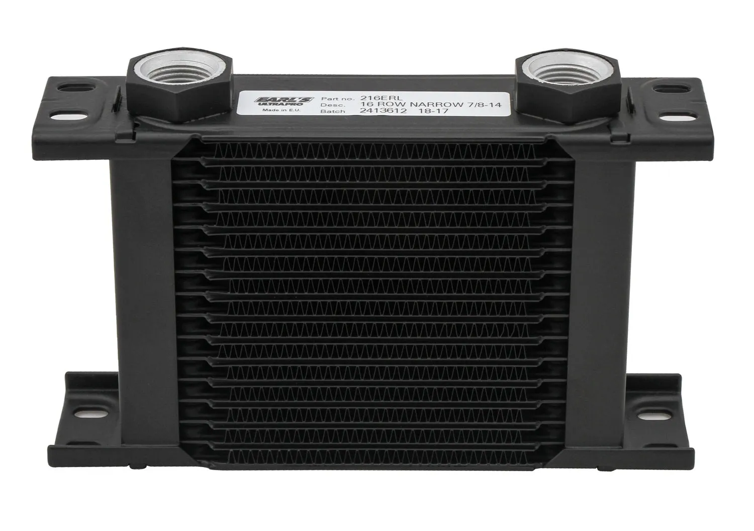 Earl's Performance 216ERL UltraPro Oil Cooler; Black; 16 Row; Narrow; 7/8-14 Female (-10 O-Ring Boss);