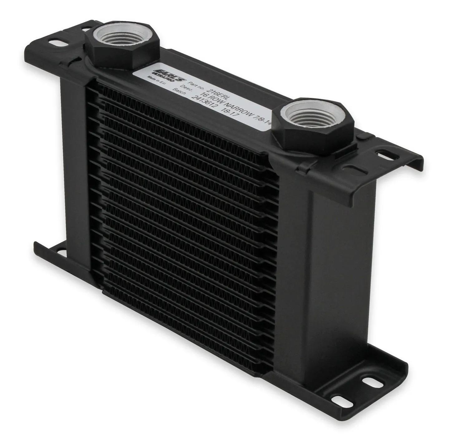 Earl's Performance 216ERL UltraPro Oil Cooler; Black; 16 Row; Narrow; 7/8-14 Female (-10 O-Ring Boss);