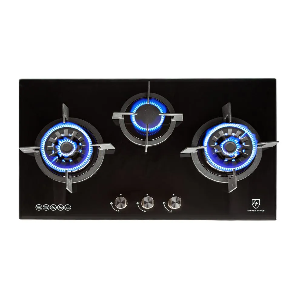 EF 78cm Gas Hob 3 Brass Burners EFH 7635 WT VGB