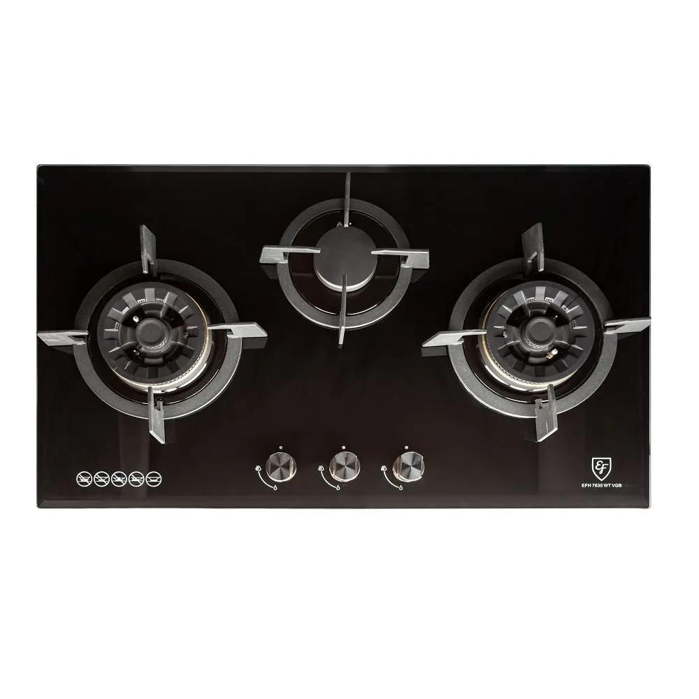 EF 78cm Gas Hob 3 Brass Burners EFH 7635 WT VGB