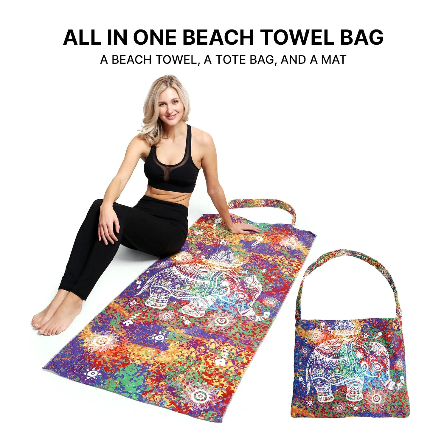 Empire Cove 2 in 1 Convertible Beach Towel Tote Bag Shoulder Bag Pool Swim