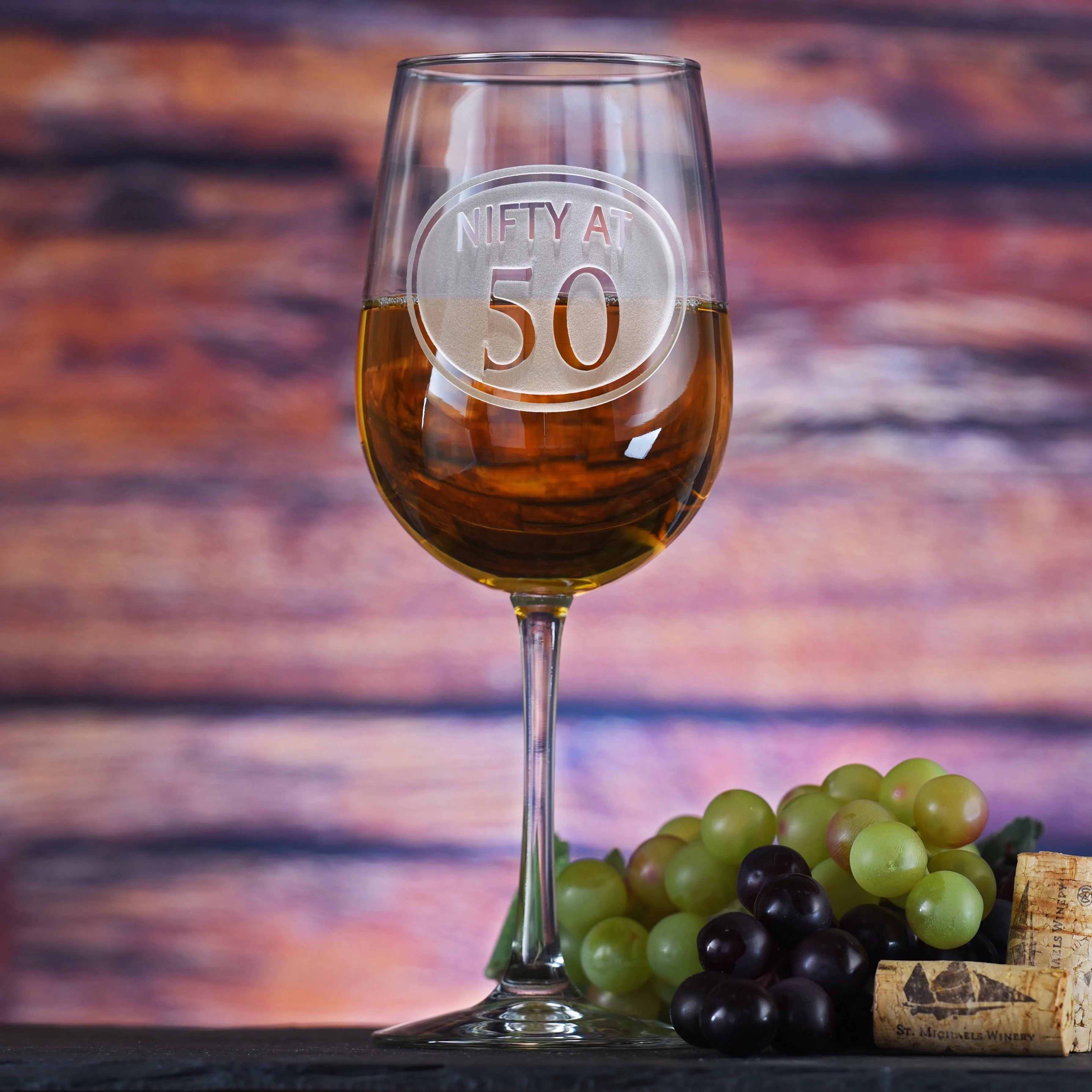 Engraved 50th Birthday Wine Glass