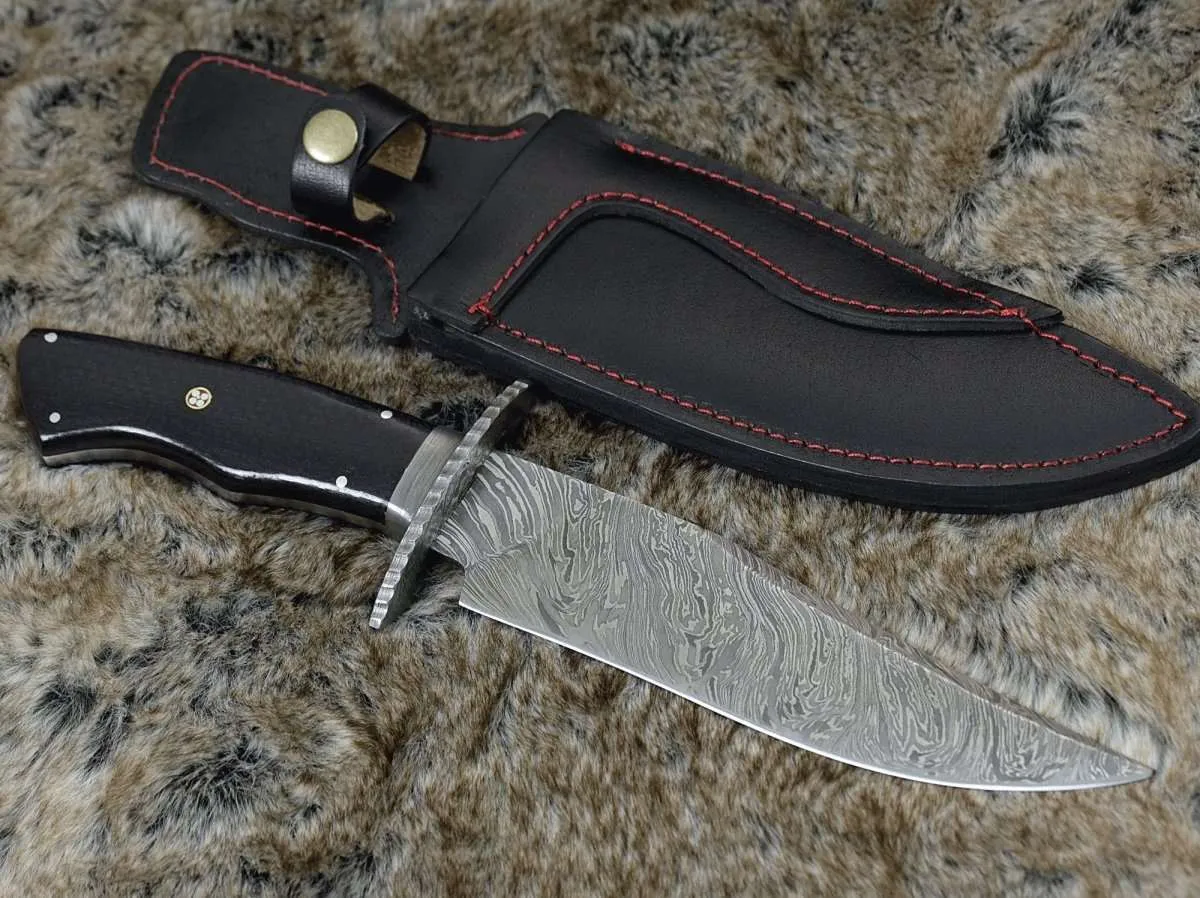 Equinox Damascus Steel Bowie Knife with Micarta Handle