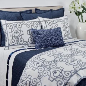 Faux Linen Indigo Coverlet Set by Ann Gish