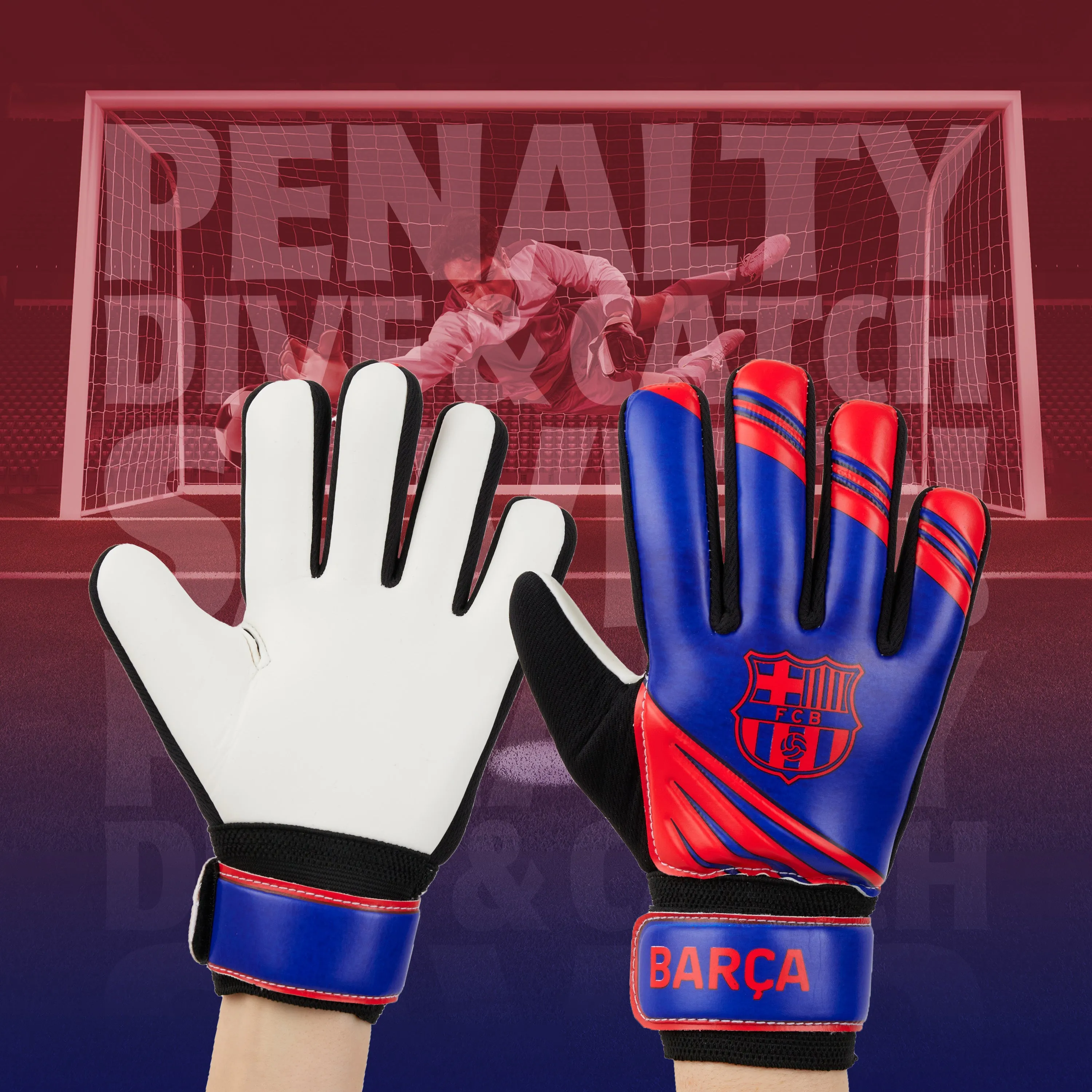 FC Barcelona Goalkeeper Gloves for Kids and Teenagers - Size 5