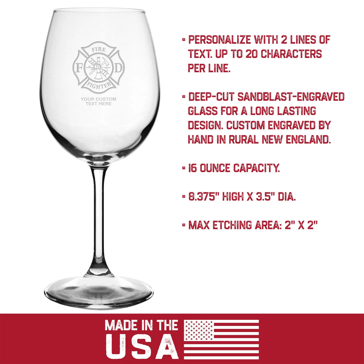 Firefighter & First Responders Personalized 16 oz. Wine Glass