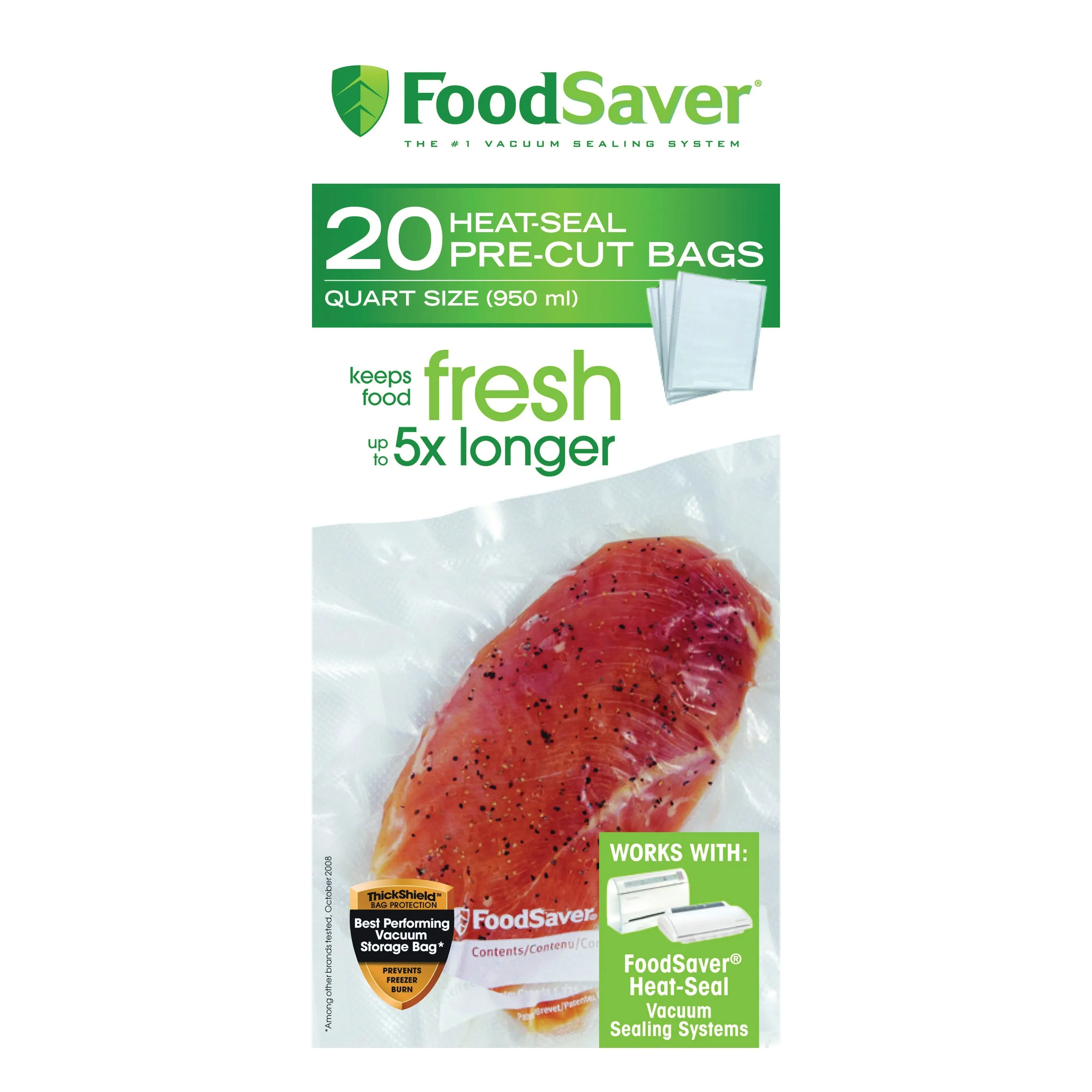 FoodSaver FSFSBF0216-NP Vacuum Seal Bag, 1 qt Capacity, Clear