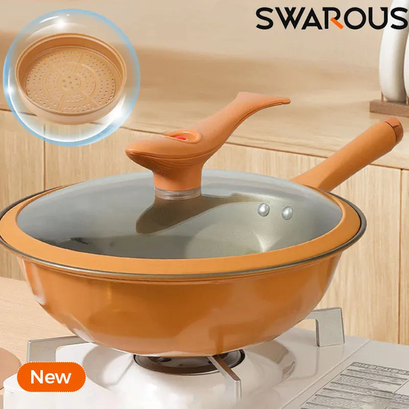 🔥Free Shipping🔥 Non-Stick Wok With Steamer Basket