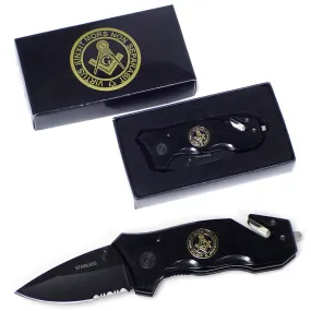 Freemason Black Folding Pocket Knife

Featuring Masonic Seal with Square and Compasses