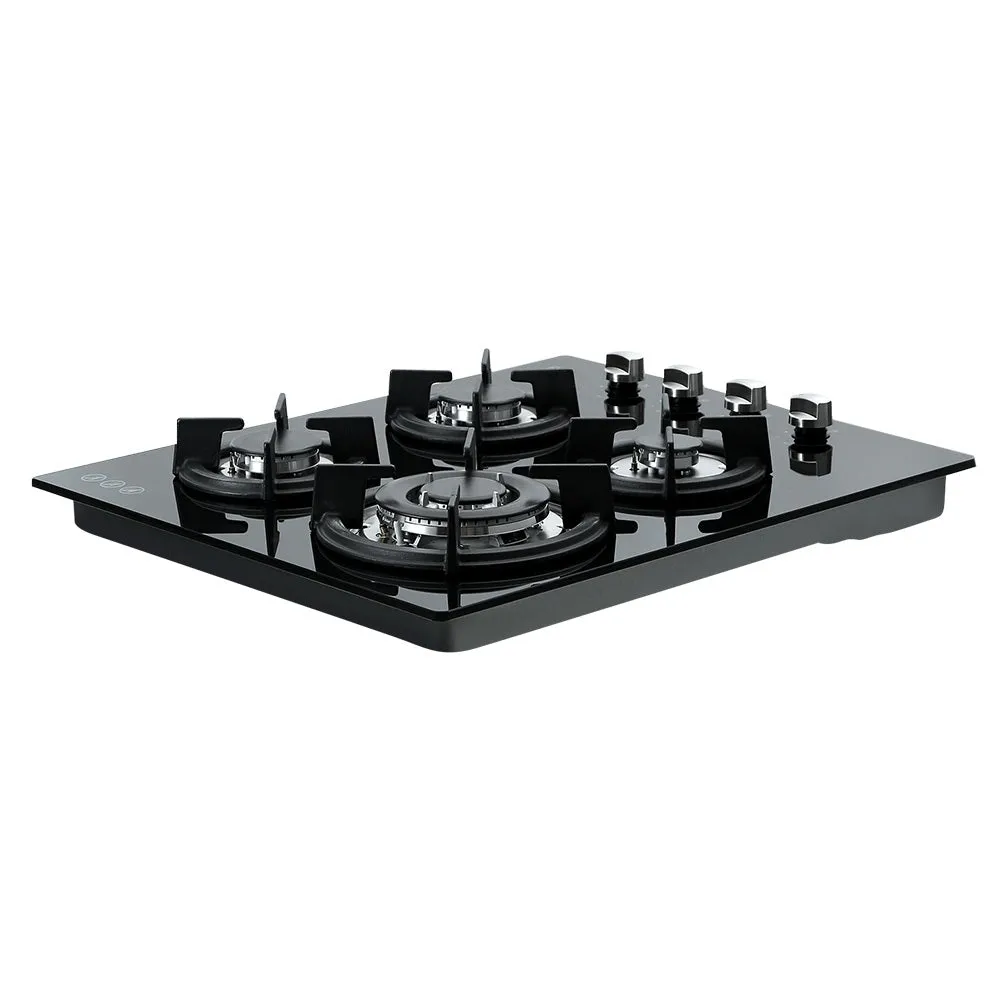 Gas Cooktop 60cm 4 Burner Glass Cooker Stove Hob NG LPG Black