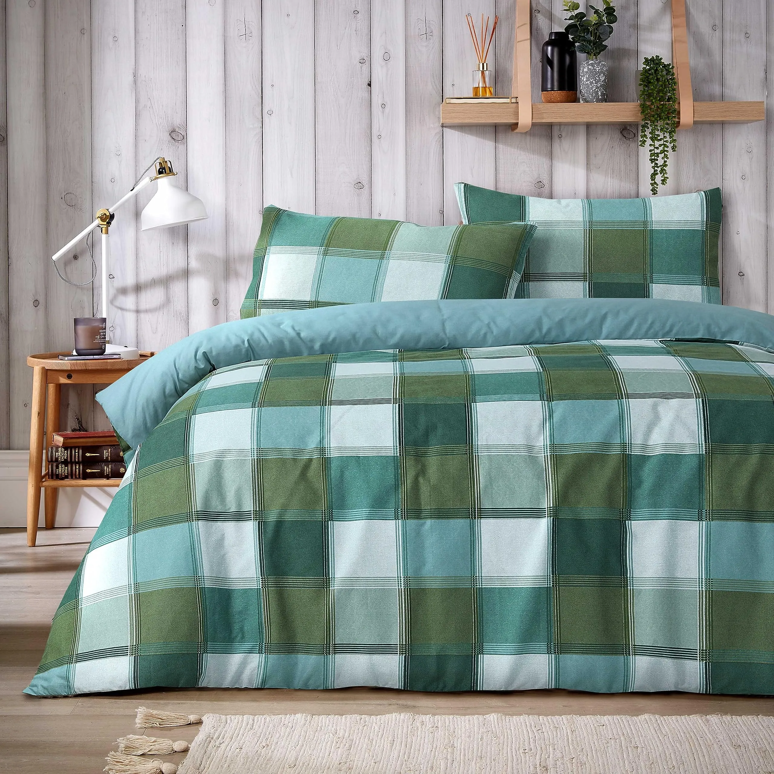 Glencoe Reversible Check Duvet Cover Set with Pillowcases Classic Polycotton Bedding Available in Single Double King Sizes by OLIVIA ROCCO