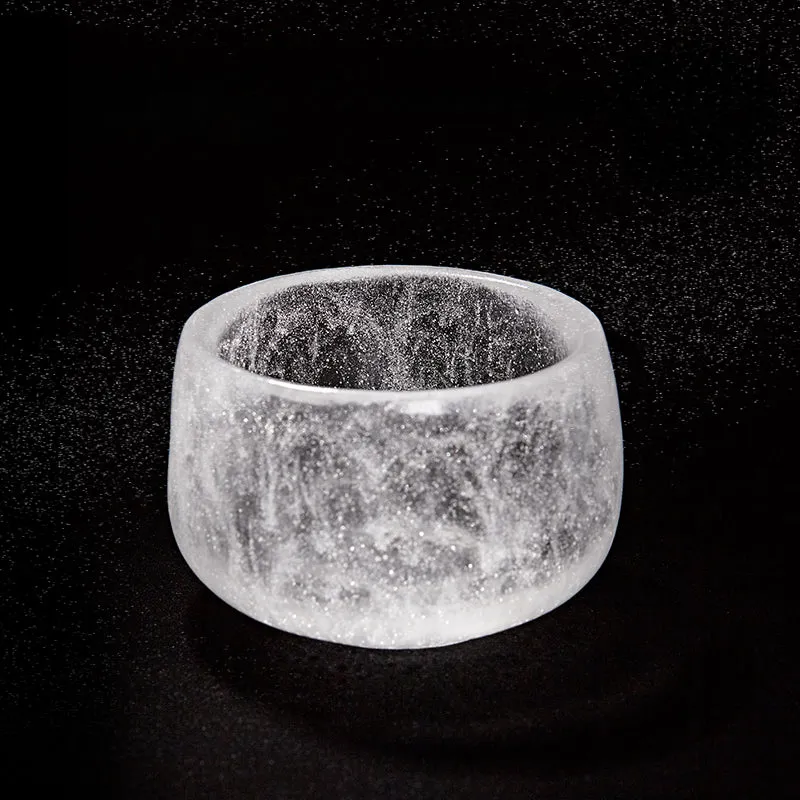 Gohobi Pate de Verre Round Snow Glass Tea Cup