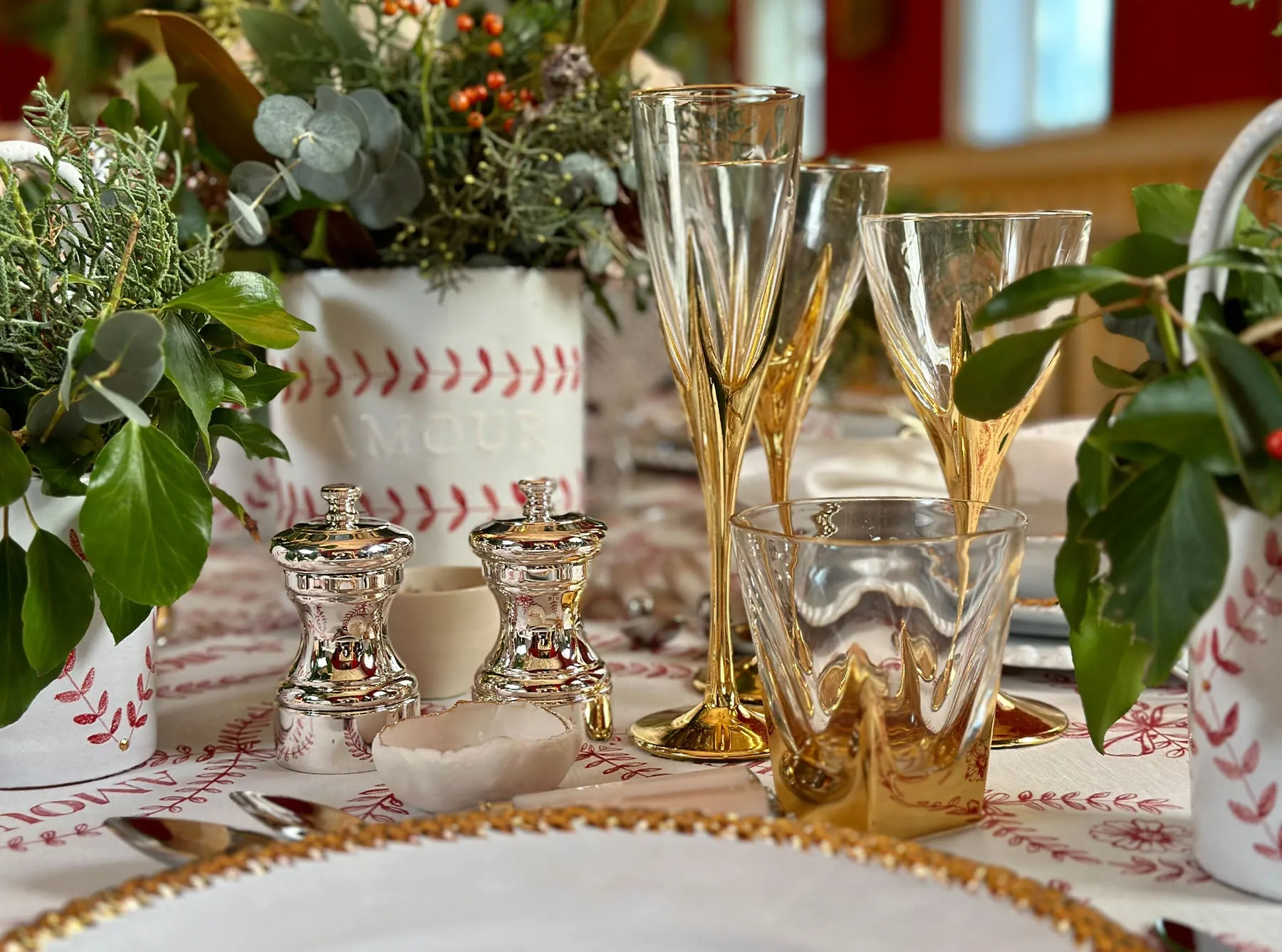 Gold Art Deco Hand Decorated White Wine Glass