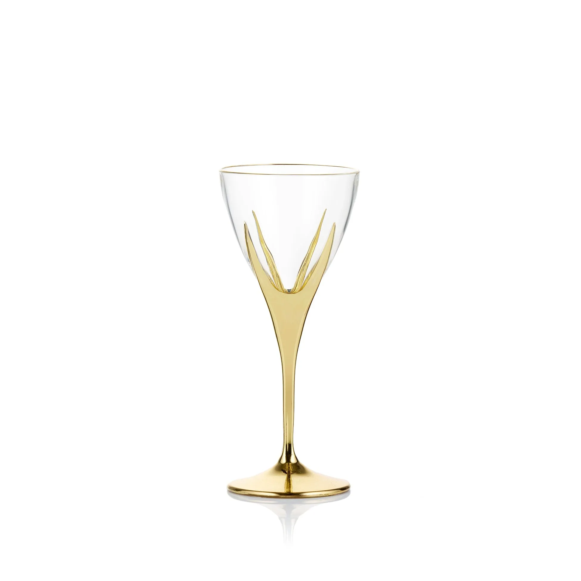 Gold Art Deco Hand Decorated White Wine Glass